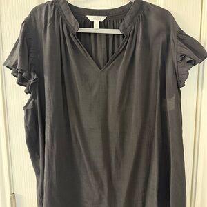 LC Lauren Conrad Black Ruffle Sleeve Blouse